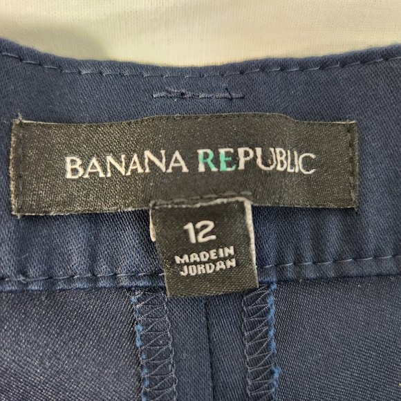 BANANA REPUBLIC Trendy Navy Wide Leg Crop Preppy Belted Pants Size 12 New NO Tag - Picture 9 of 16